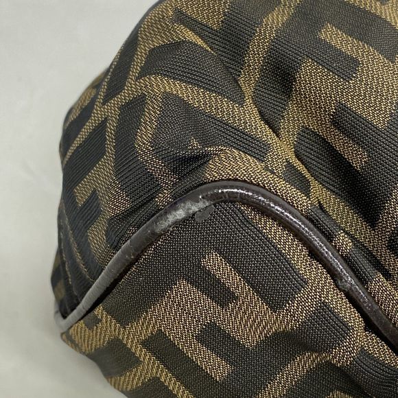 Fendi Handbag Zucca Nylon Canvas Brown Silver Hardware Pre-owned Women's - Picture 6 of 10